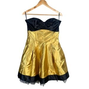 Vintage Jessica McClintock Gunne Sax Dress Womens 9 Strapless Prom Formal Y2k